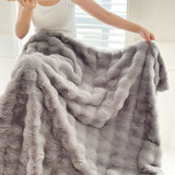 NNEAGS 200cm Grey Fur Fuzzy Super Soft and Cozy Fluffy Throw Blanket