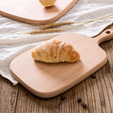 NNEAGS 26cm Brown Rectangle Wooden Serving Tray Chopping Board Paddle with Handle Home Decor