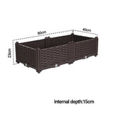 NNEAGS 2X 80cm Raised Planter Box Vegetable Herb Flower Outdoor Plastic Plants Garden Bed