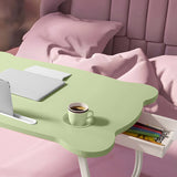 NNEAGS Green Portable Bed Table Adjustable Folding Mini Desk With Mini Drawer and Cup-Holder Home Decor