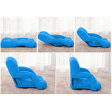 NNEAGS 2X Foldable Lounge Cushion Adjustable Floor Lazy Recliner Chair with Armrest Blue