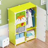 NNEAGS 6 Cubes Animal Design Portable Wardrobe Divide-Grid Modular Storage Organiser Foldable Closet