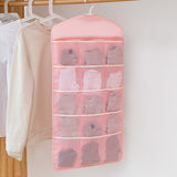 NNEAGS 2X Pink Double Sided Hanging Storage Bag Underwear Bra Socks Mesh Pocket Hanger Home Organiser