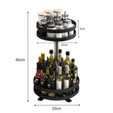 NNEAGS 2X 2 Tier Steel Black Round Rotating Multi-Function Kitchen Portable Storage Spice Seasoning Kitchen Countertop Organiser Shelf