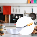NNEAGS 36cm Stainless Steel Kitchen Cooking Wok with Wood Handle