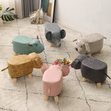 NNEAGS Beige Children Bench Elephant Character Round Ottoman Stool Soft Small Comfy Seat Home Decor