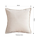 NNEAGS 45cm Beige Warm Wood Tone & Wabi-sabi Striped Corduroy Square Throw Pillow