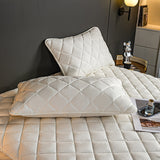 NNEAGS White 153cm Wide Cross-Hatch Mattress Cover Thick Quilted Stretchable Bed Spread Sheet Protector with Pillow Covers