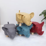 NNEAGS 2X Red Children Bench Elephant Character Round Ottoman Stool Soft Small Comfy Seat Home Decor