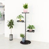 NNEAGS 3 Tier Black Round Plant Stand Flowerpot Tray Display Living Room Balcony Metal Decorative Shelf