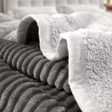 NNEAGS 2X Grey Throw Blanket Warm Cozy Double Sided Thick Flannel Coverlet Fleece Bed Sofa Comforter