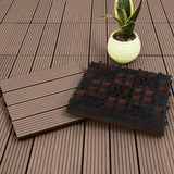 NNEAGS 11 pcs Light Chocolate DIY Wooden Composite Decking Tiles Garden Outdoor Backyard Flooring Home Decor