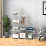 NNEAGS 2X White Portable 9-Cube 3 Column Storage Organiser Foldable DIY Modular Grid Space Saving Shelf 149cm