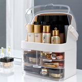 NNEAGS 2X 3 Tier White Countertop Makeup Cosmetic Storage Organiser Skincare Holder Jewelry Storage Box with Handle
