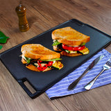 NNEAGS 45cm Rectangular Cast Iron Portable Fry BBQ Grill Plate Cooking Pan Tray with Handle