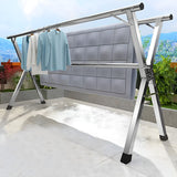 NNEAGS 2X 2.4m Portable Standing Clothes Drying Rack Foldable Space-Saving Laundry Holder 3 Poles