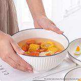 NNEAGS White Japanese Style Ceramic Dinnerware Crockery Soup Bowl Plate Server Kitchen Home Decor Set of 4