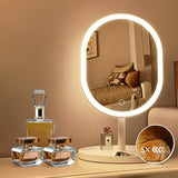 NNEAGS 2X 26cm White Oval Smart LED Makeup Bedroom Table Vanity Mirror  w/ 5x Magnification