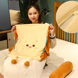 NNEAGS 2X Cute Face Toast Bread Wedge Cushion Stuffed Plush Cartoon Back Support Pillow Home Decor