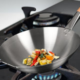 NNEAGS 42cm Stainless Steel Kitchen Cooking Wok with Wood Handle