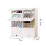 NNEAGS 5 Tier 2 Column White Shoe Rack Organizer Sneaker Footwear Storage Stackable Stand Cabinet Portable Wardrobe with Cover