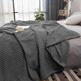 NNEAGS GreyThrow Blanket Warm Cozy Striped Pattern Thin Flannel Coverlet Fleece Bed Sofa Comforter