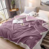 NNEAGS 2X Throw Blanket Warm Cozy Double Sided Thick Flannel Coverlet Fleece Bed Sofa Comforter Purple