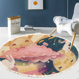 NNEAGS 120cm Round Tassels Carpet Sky Landscape Clouds Boho Circle Area Rugs, Home Decor