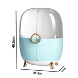 NNEAGS Blue Transparent Countertop Makeup Organiser Cosmetic Storage Waterproof Dustproof Bathroom Skincare Holder with Lid