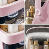 NNEAGS 2 Tier Pink Countertop Makeup Cosmetic Storage Organiser Skincare Holder Jewelry Storage Box with Handle