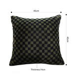 NNEAGS 45cm Urban Light Luxury Pillow Dark Night Green Checkered Square Throw Pillow