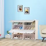 NNEAGS 4 Tier 2 Column White Shoe Rack Organizer Sneaker Footwear Storage Stackable Stand Cabinet Portable Wardrobe with Cover