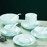 NNEAGS Light Blue Japanese Style Ceramic Dinnerware Crockery Soup Bowl Plate Server Kitchen Home Decor Set of 12