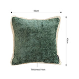 NNEAGS 45cm Jade Green Home aesthetic chenille texture tassel square Throw Pillow