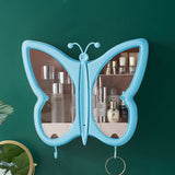 NNEAGS Blue Butterfly Shape Wall-Mounted Makeup Organiser Dustproof Waterproof Bathroom Storage Box Home Decor