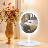 NNEAGS 2X 26cm White Oval Smart LED Makeup Bedroom Table Vanity Mirror Tricolor Adjustable Light