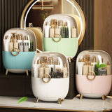 NNEAGS 2X Green Transparent Countertop Makeup Organiser Cosmetic Storage Waterproof Dustproof Bathroom Skincare Holder with Lid