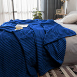 NNEAGS 2X Blue Throw Blanket Warm Cozy Striped Pattern Thin Flannel Coverlet Fleece Bed Sofa Comforter