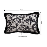 NNEAGS 2X 35cm Vintage Black Pillowcase Set Black Herringbone Pattern Lumbar Throw Pillow