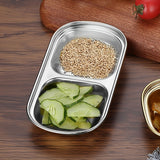 NNEAGS 15cm Silver Sauce Pan with Two Compartments Divided Sauce Dish Kitchen Essential