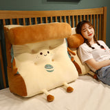 NNEAGS 2X Smiley Face Toast Bread Wedge Cushion Stuffed Plush Cartoon Back Support Pillow Home Decor