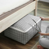 NNEAGS 2X Grey Plaid Medium Storage Luggage Bag Double Zipper Foldable Travel Organiser Essentials