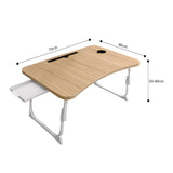 NNEAGS Oak Portable Bed Table Adjustable Folding Mini Desk Stand With Cup-Holder Home Decor