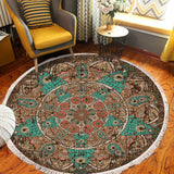 NNEAGS 2X 90cm Mandala Round Area Thick Anti-slip Doormat, Home Decor
