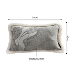 NNEAGS 2X 35cm Wabi-sabi Rectangular Raised Embroidery Leaf & Lumbar Throw Pillow