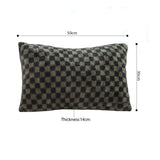 NNEAGS 30cm Urban Light Luxury Dark Green Checkered Lumbar Throw Pillow