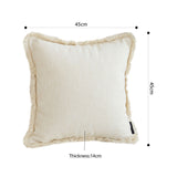 NNEAGS 45cm Creamy White Home Aesthetic Chenille Texture Tassel Square Throw pillow