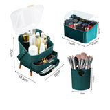 NNEAGS Green Cosmetic Jewelry Storage Organiser Set Makeup Brush Lipstick Skincare Holder Jewelry Storage Box with Handle