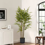 NNEAGS 150cm Lucky Bamboo Tree Bambusa Vulgaris Artificial Plant w/ 7 Branches Home Accent Decor