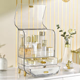 NNEAGS 2X 3 Tier Transparent Multifunctional Countertop Cosmetic Storage Makeup Perfume Skincare Display Stand Shelf Drawer Type Organiser